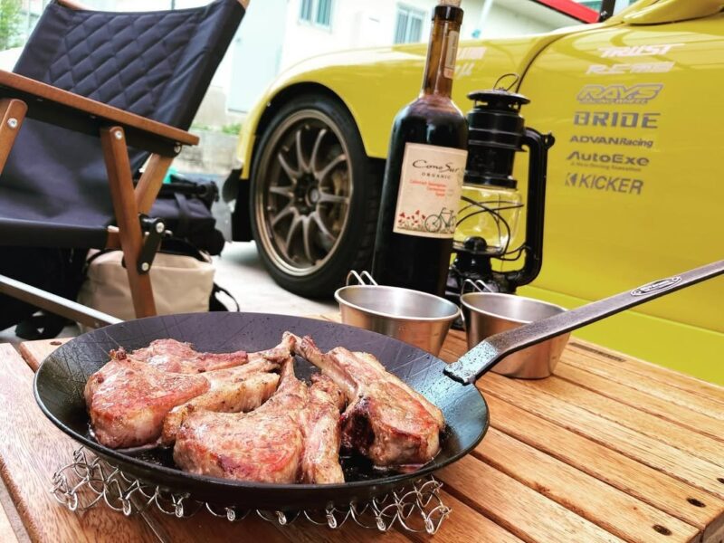 カーポートでBBQ